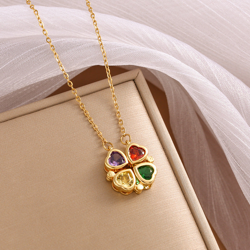Four-Leaf Clover Pendant Necklace Female Korean Malachite Brand: aeac