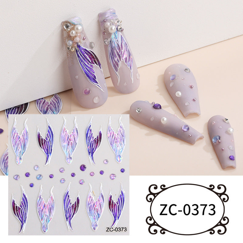 Semi-Transparent Heart-shaped Gold-Stamped Embossed Nail Stickers Brand: aeac