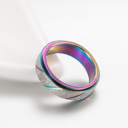 Women's Fashion Frosted Slash Swivel Ring Brand: aeac
