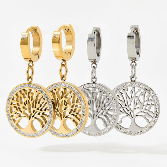 Diamond Tree Of Life Personality Earrings Brand: aeac