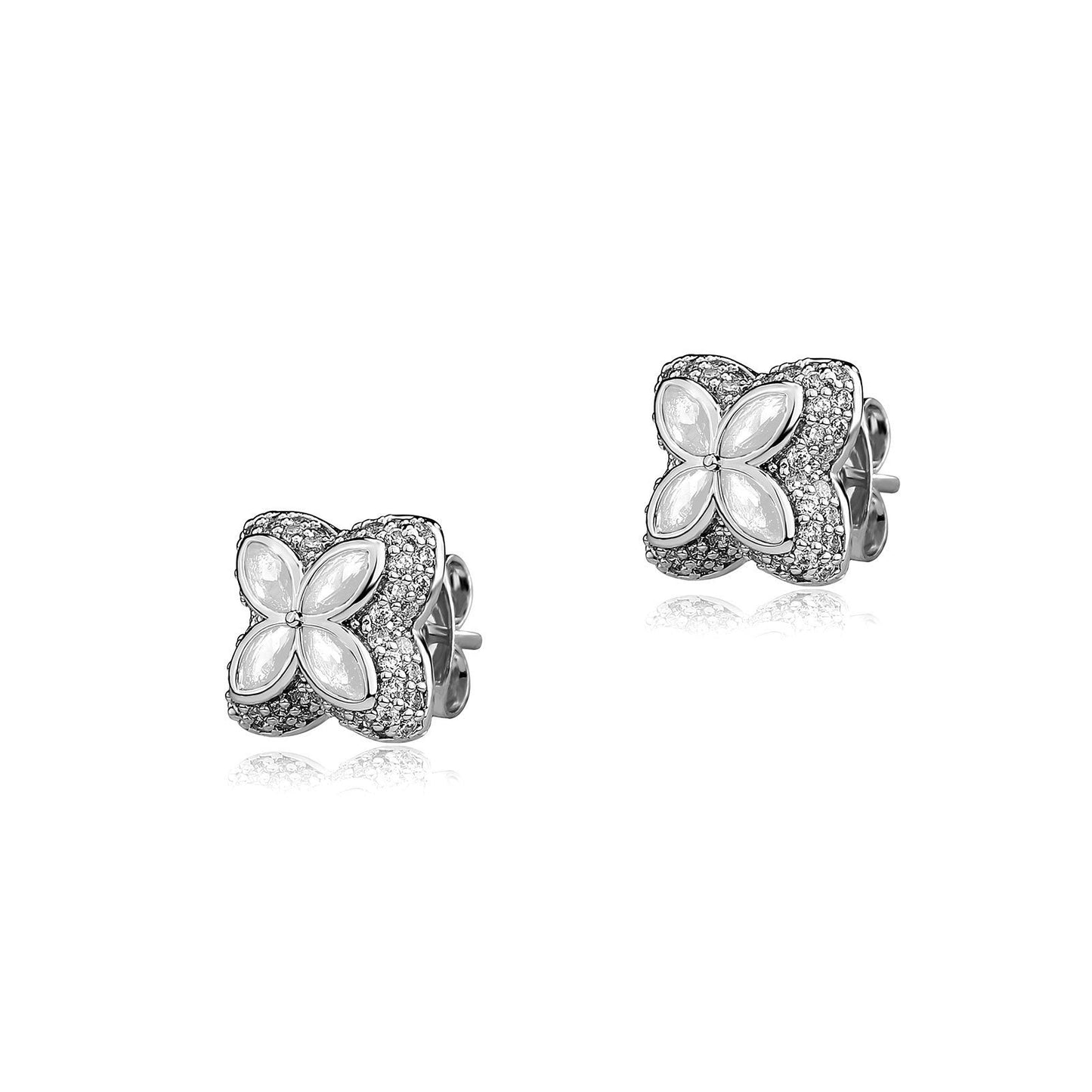 Four-Leaf Clover Full Diamond Inlaid Ear Studs Simple Earrings Brand: aeac