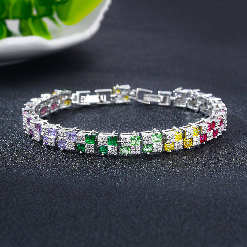 Hip Hop Women's Crystal Beaded Bracelet Polka Dot Zircon Colored Hand Jewelry Brand: aeac
