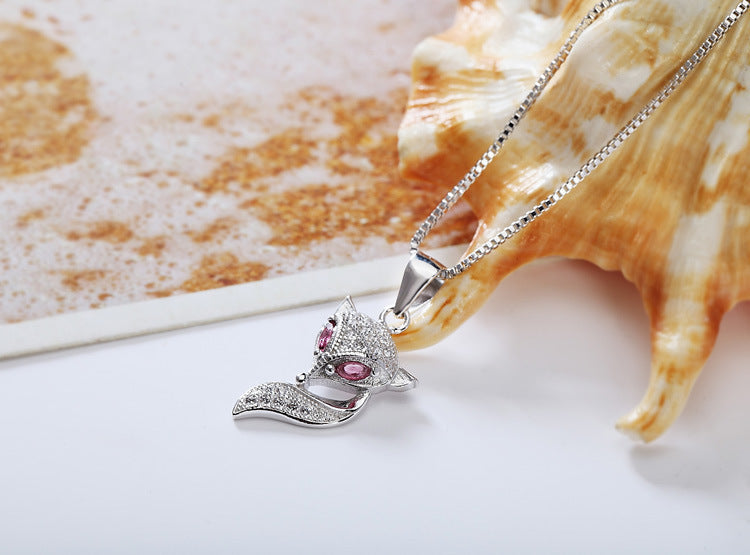 925 Sterling Silver Genuine Micro Inlaid Zircon Fox Pendant Brand: aeac
