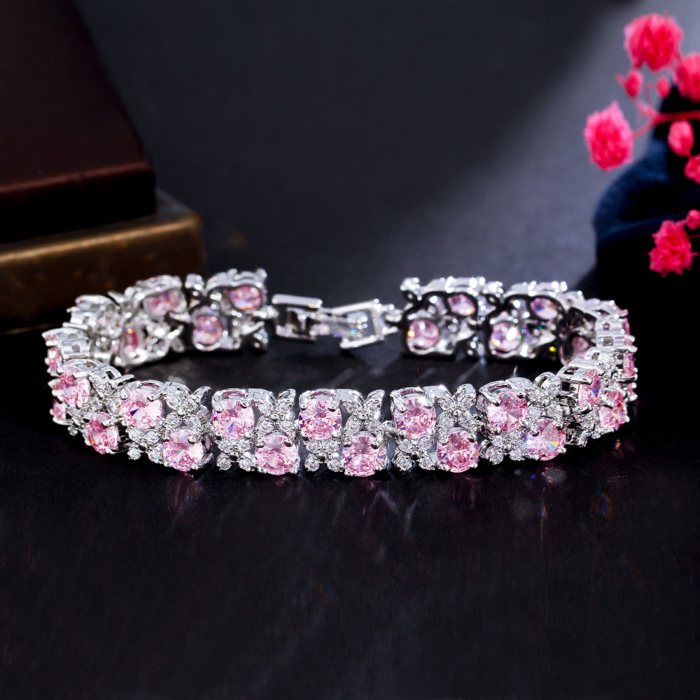European And American Fashion Refined Zircon Bracelet Micro-inlaid Sapphire Rhinestone Brand: aeac