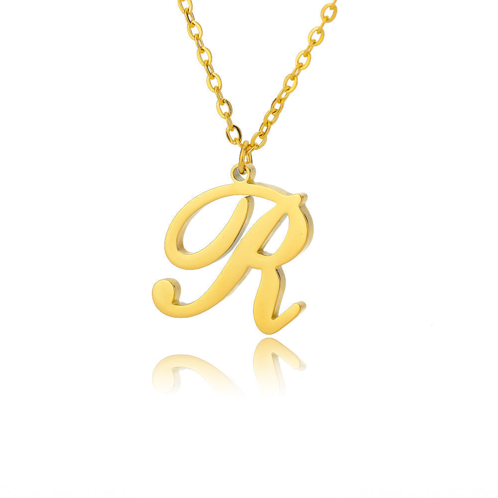 Stainless Steel 26 English Letter Necklace Brand: aeac
