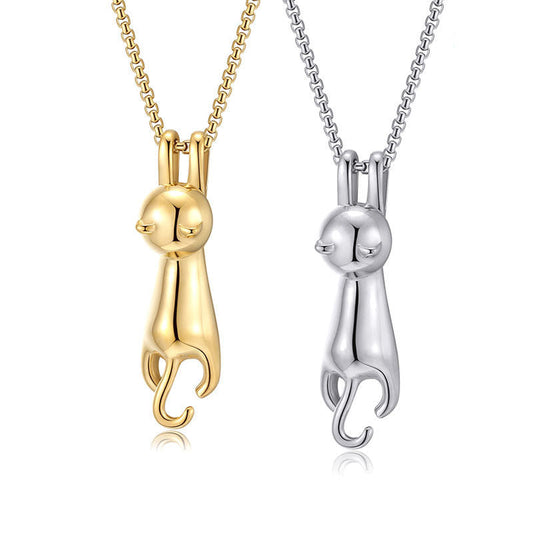 Cat Necklace Pendant Titanium Steel Necklace Peeping Cat Brand: aeac
