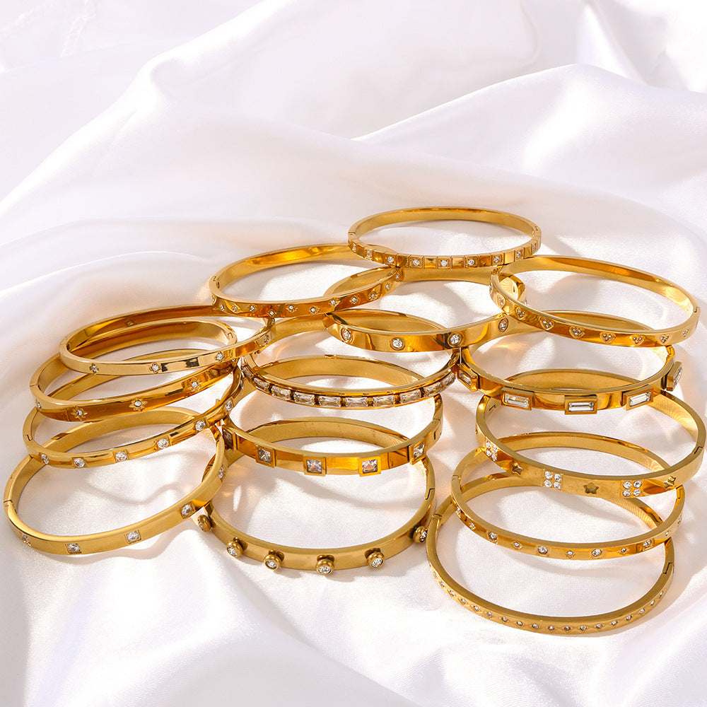 Zircon Titanium Steel Electroplated Bracelet Brand: aeac
