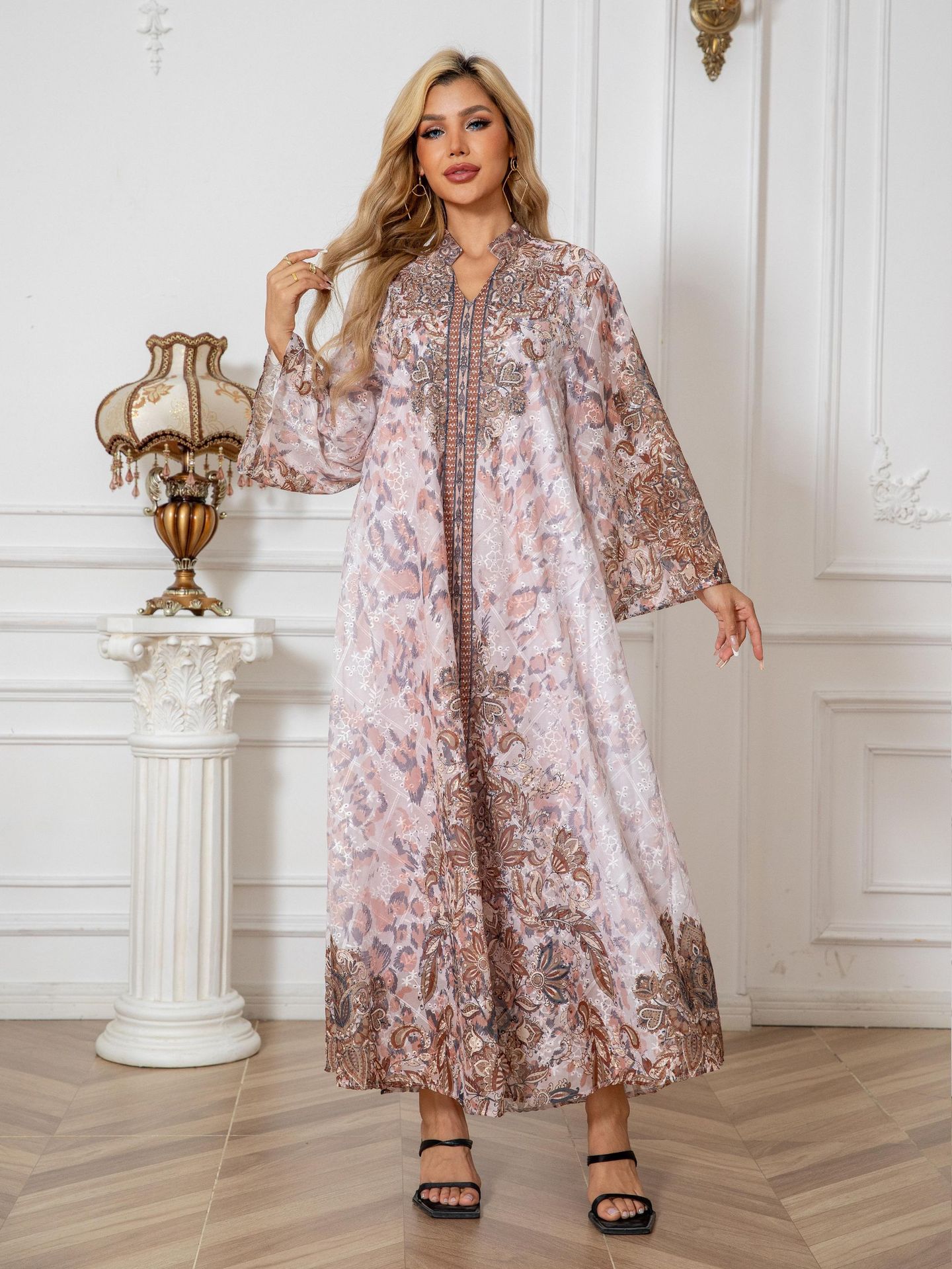 Womens Robe Embroidered Fabric Printed Dress Brand: aeac