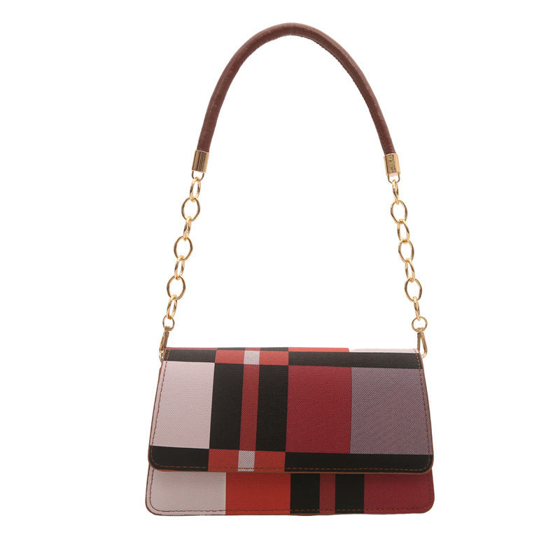 One-shoulder Portable Underarm Flow Color Contrast Patchwork Small Square Bag Brand: aeac