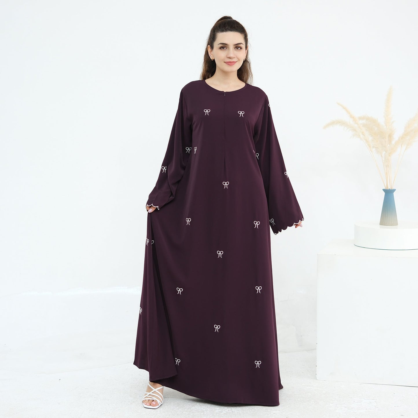 Bow-knot Embroidered Long Sleeve Dress Brand: aeac