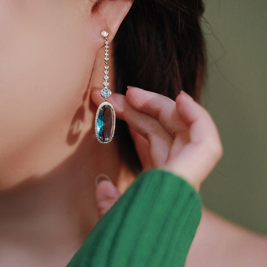 High-grade Micro Inlaid Zircon Tassel Eardrops Brand: aeac