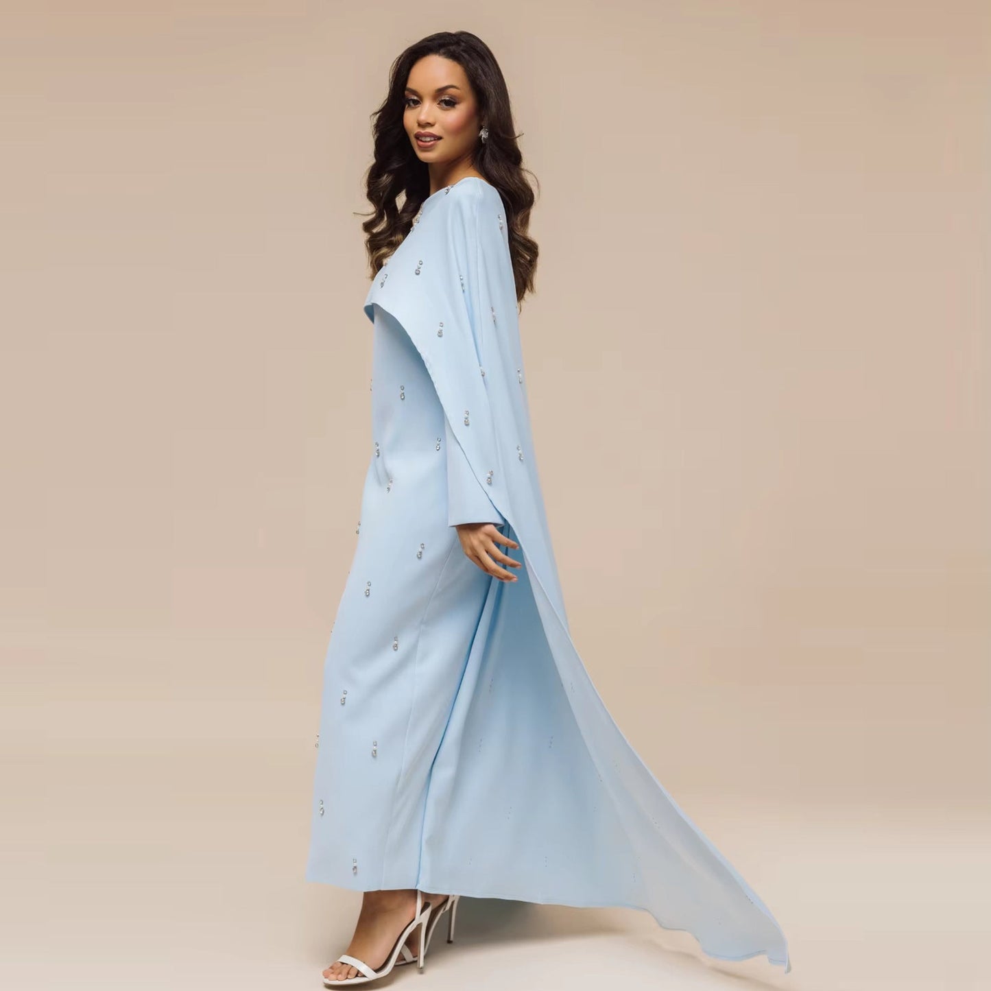 Womens Fashion Solid-Color Beaded Dress Brand: aeac