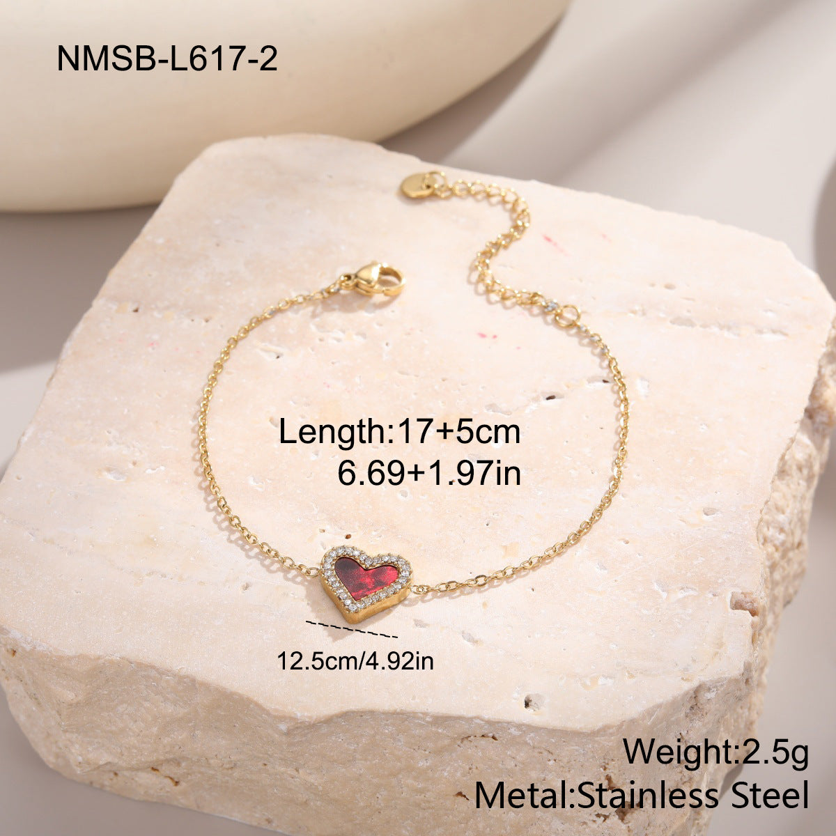 Stainless Steel Retro Micro-Set Diamond Heart Bracelet Brand: aeac