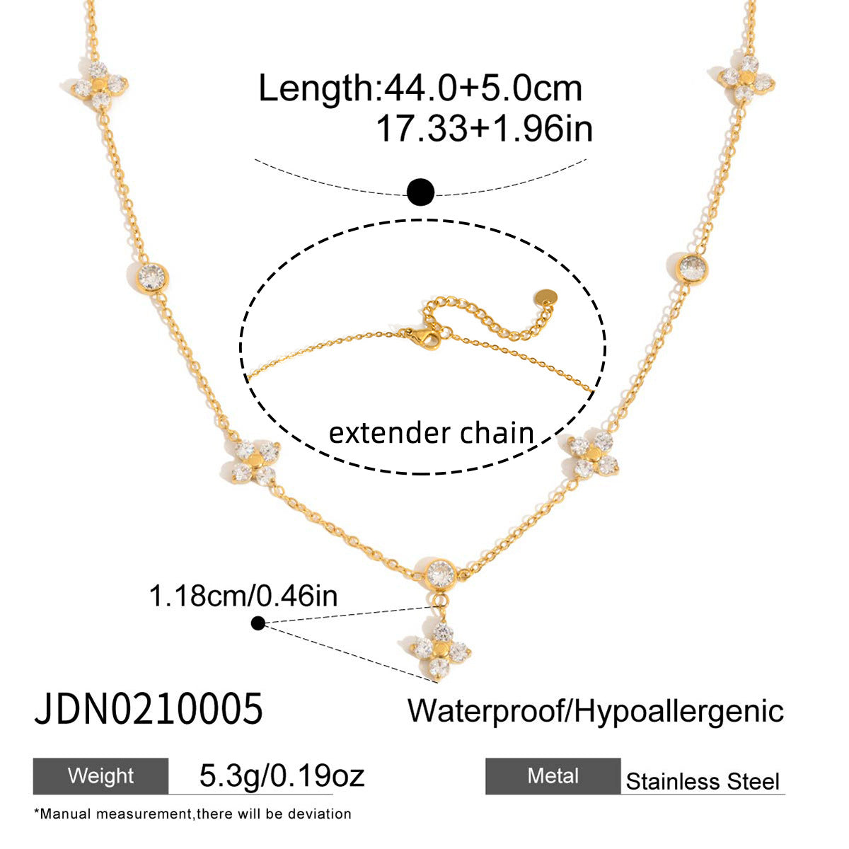 Titanium Steel Zircon Four Leaf Clover Necklace Brand: aeac