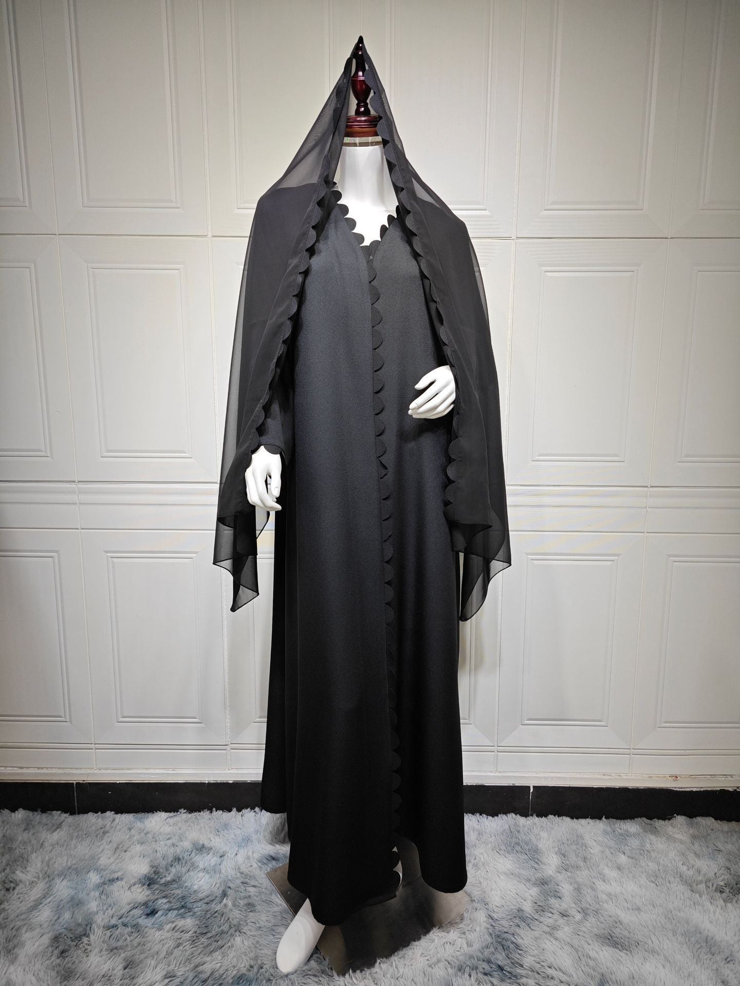 Fashion Dubai Turkey Elegant Cardigan With Scarf Two-piece Set Brand: aeac