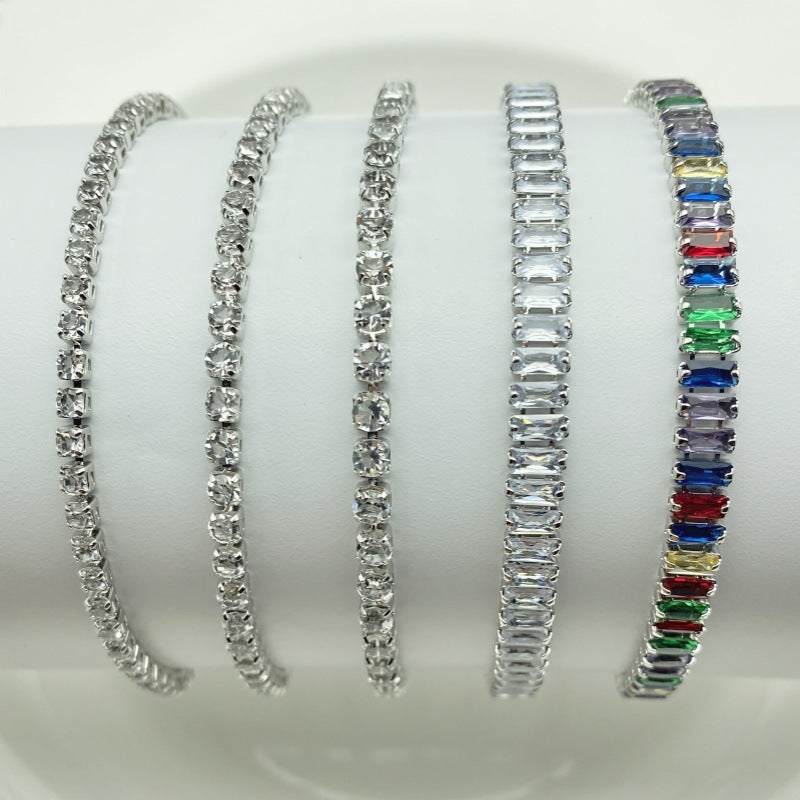Colorful Zircon Flower Bracelet Full Diamond Plated White Gold Brand: aeac