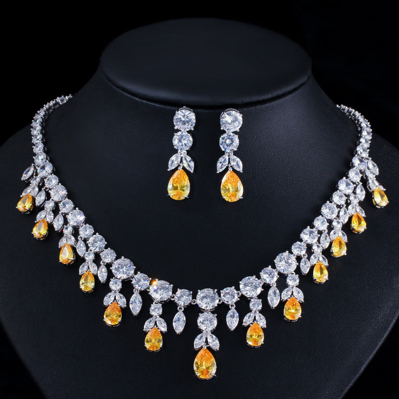 Luxury Water Drop Big Suit Super Flash AAA Zircon Bridal Party Dress High-end Accessories Brand: aeac