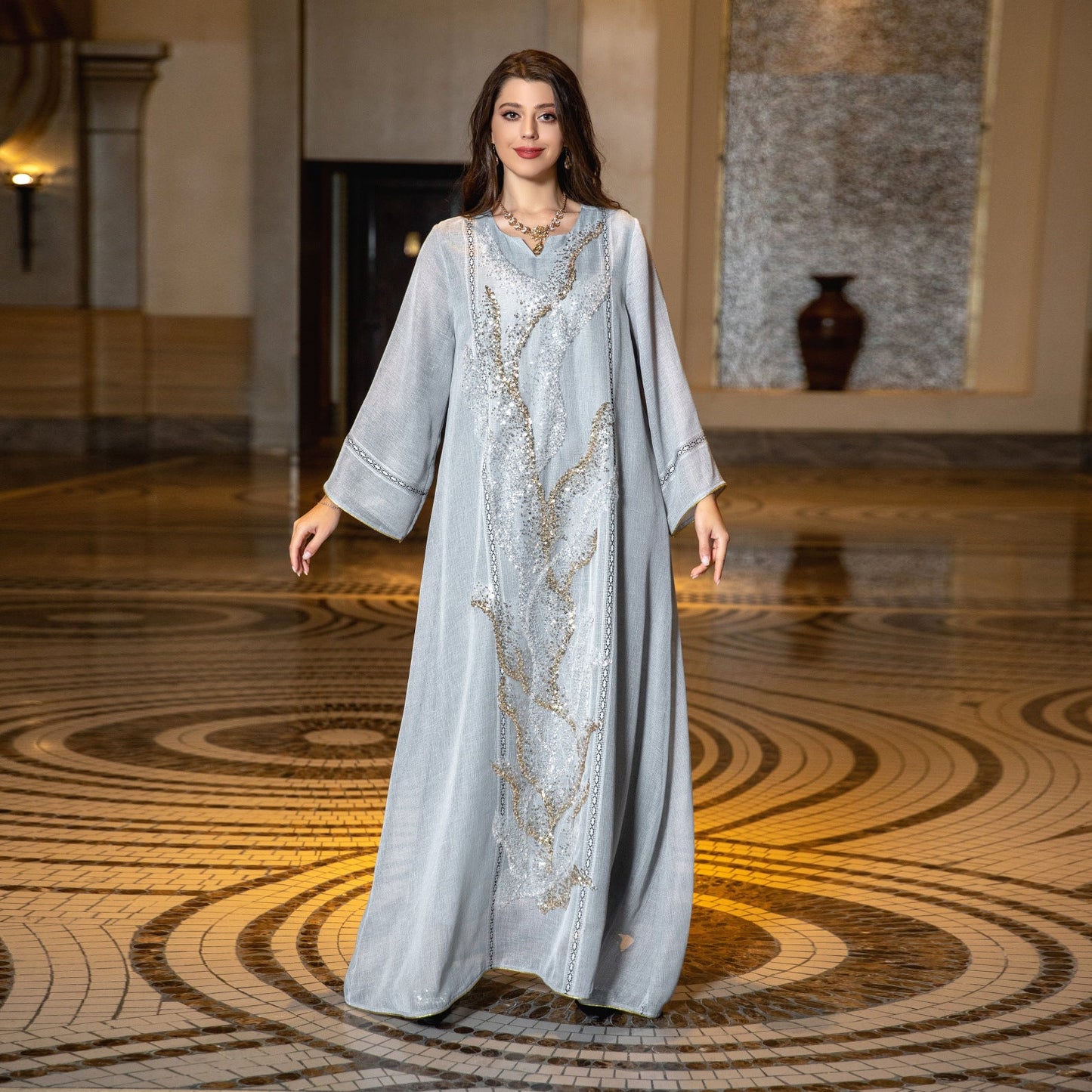 Muslim Robe Sequined Embroidery Dress Brand: aeac