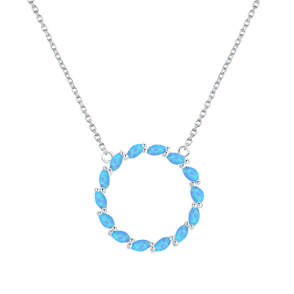 Platinum Opal Circle Pendant Necklace Lady Brand: aeac