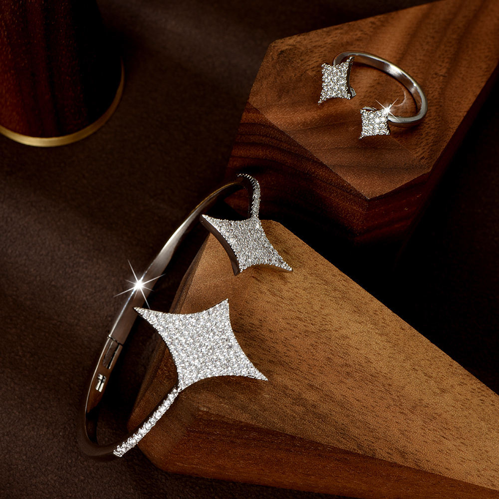 Simple Full Micro-paved Walewise Extension Jewelry Set Star Bracelet Brand: aeac