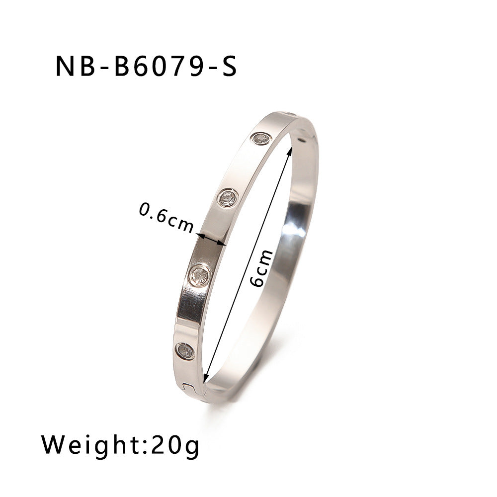 Zircon Titanium Steel Electroplated Bracelet Brand: aeac