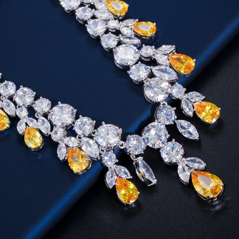 Luxury Water Drop Big Suit Super Flash AAA Zircon Bridal Party Dress High-end Accessories Brand: aeac