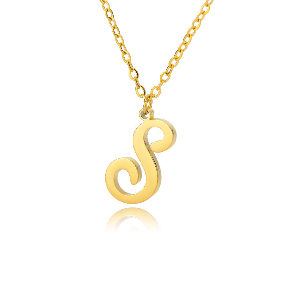 Stainless Steel 26 English Letter Necklace Brand: aeac