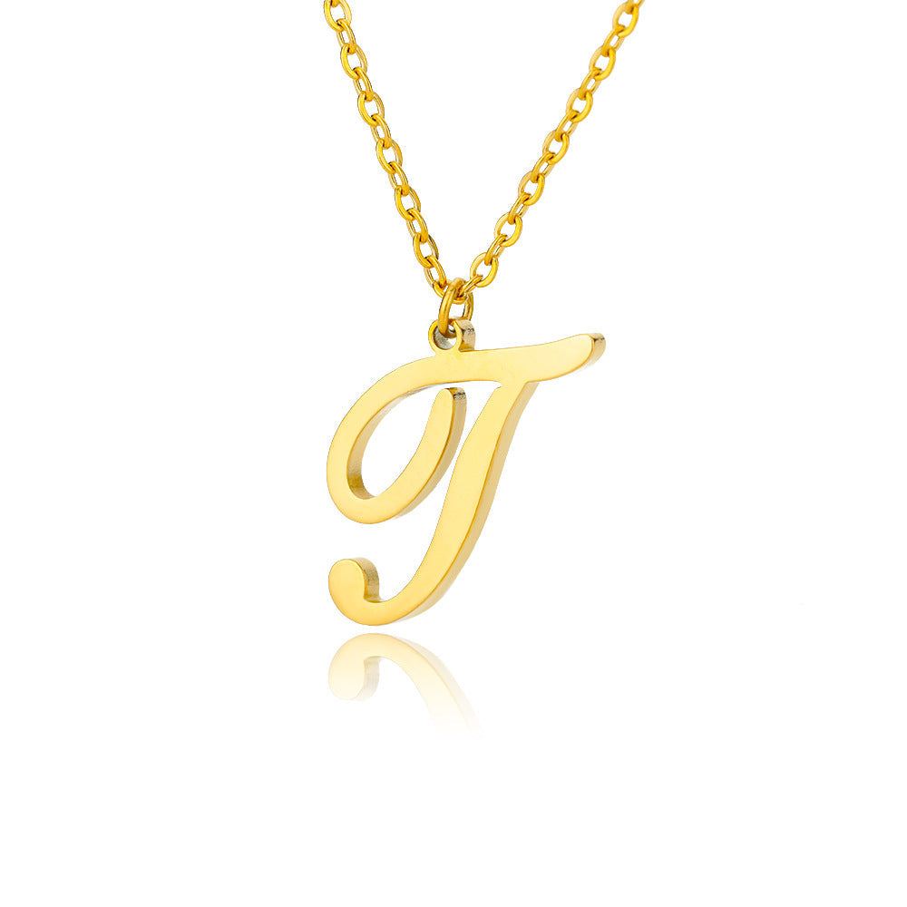 Stainless Steel 26 English Letter Necklace Brand: aeac