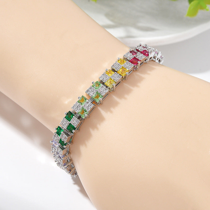 Hip Hop Women's Crystal Beaded Bracelet Polka Dot Zircon Colored Hand Jewelry Brand: aeac