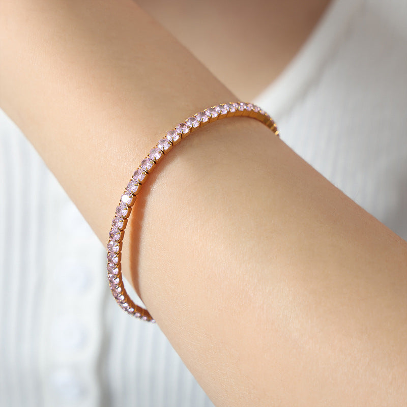 Colorful Zircon Stretch Bracelet Titanium Steel Brand: aeac