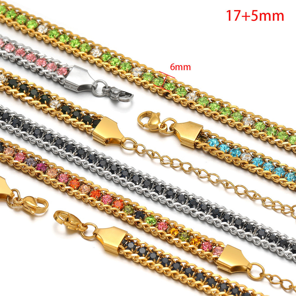 Single-sided Zircon-studded Chain Pearlt Bracelet Brand: aeac