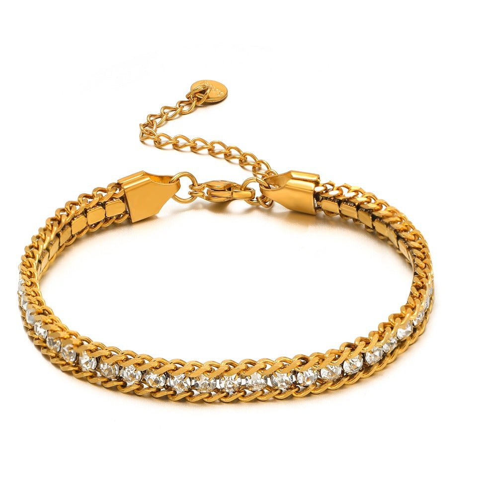 Single-sided Zircon-studded Chain Pearlt Bracelet Brand: aeac