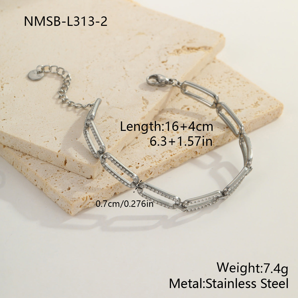 Color-Protecting Stainless Steel Round Heart Zircon Bracelet Brand: aeac