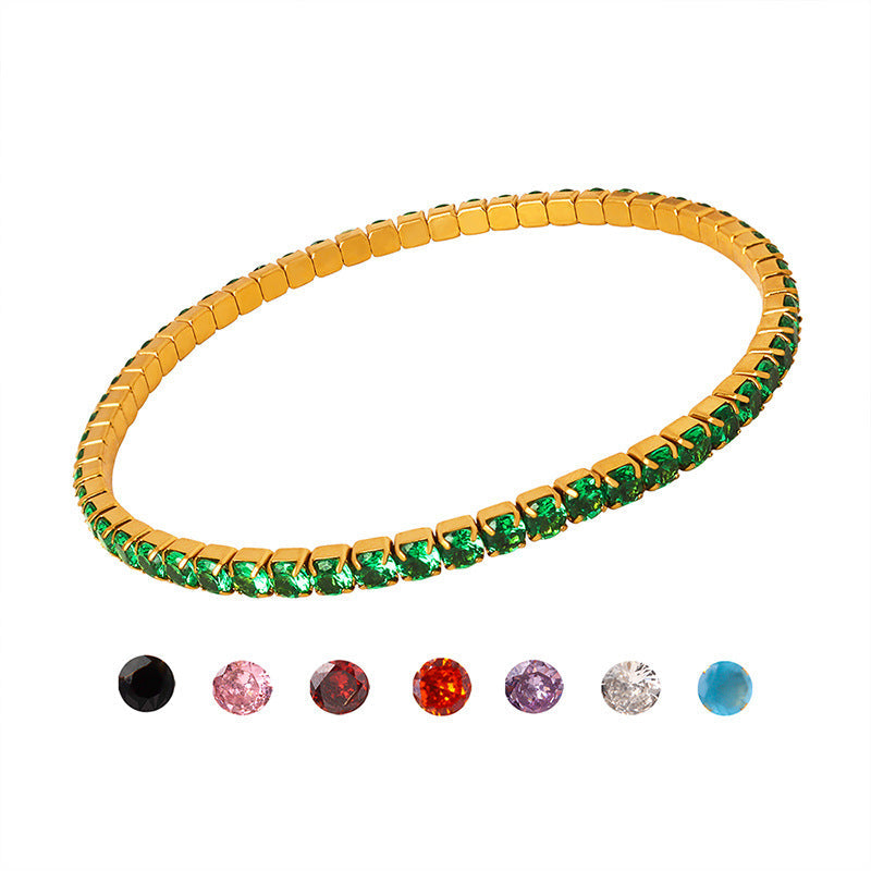 Colorful Zircon Stretch Bracelet Titanium Steel Brand: aeac