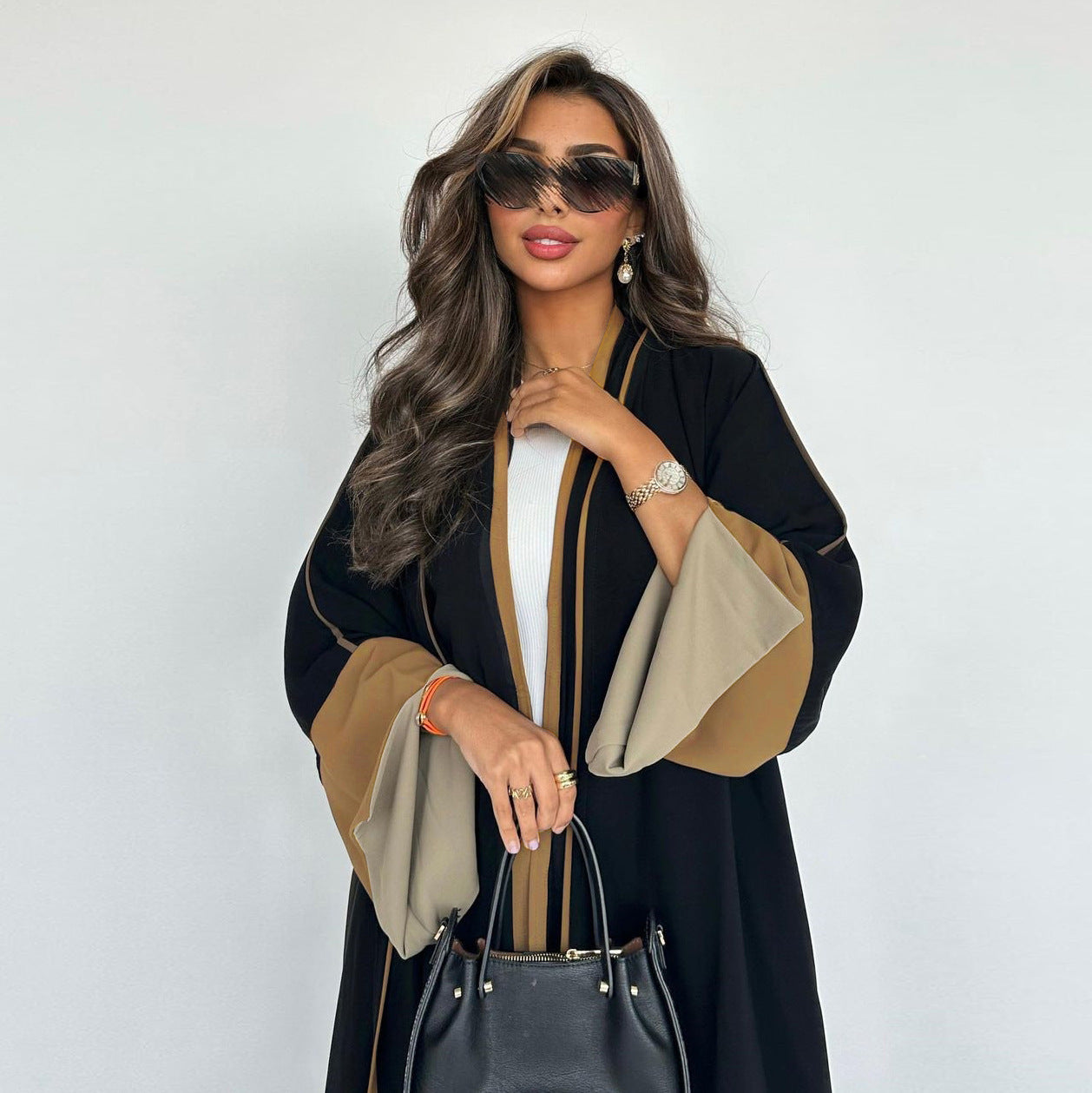 Fashion Middle East Stitching Large Sleeves Cardigan Dubai Elegant Dress Brand: aeac