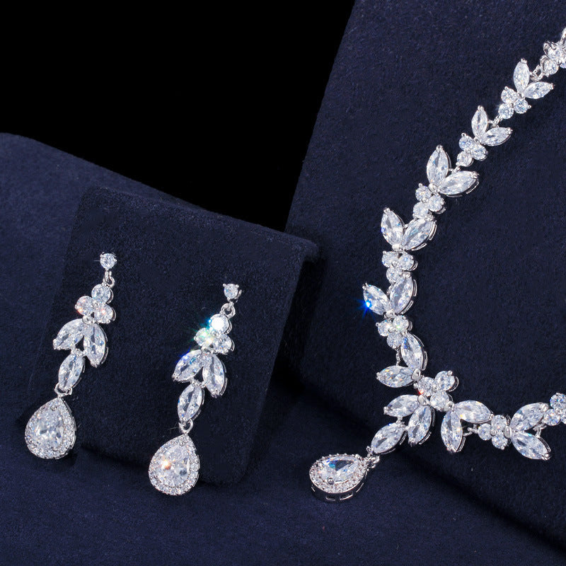 Zircon Necklace Earrings Bracelet Three Piece Set Brand: aeac