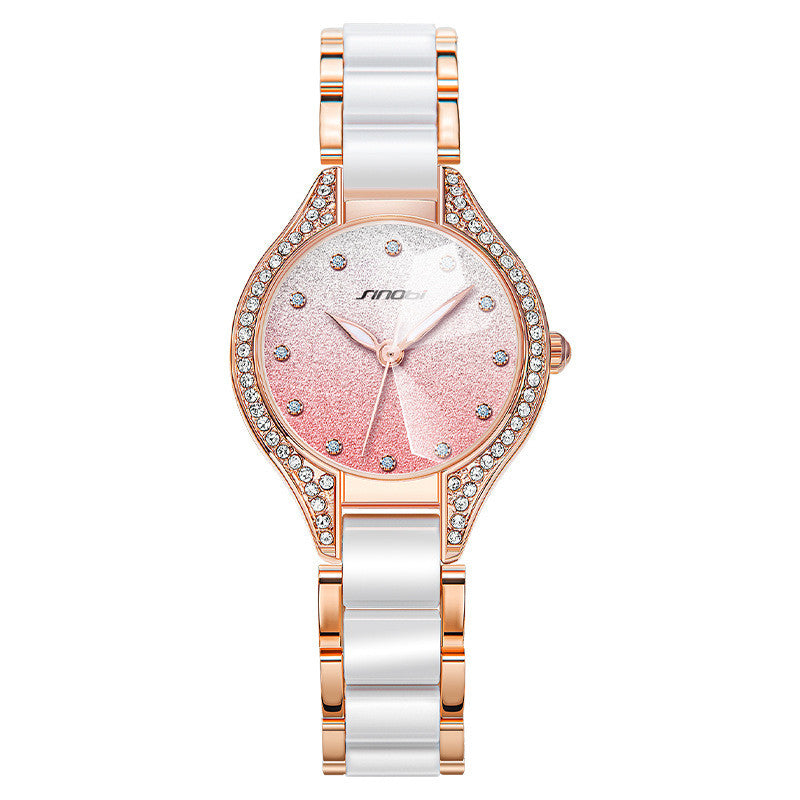 Womens Starry Sky Luxury Timepiece Diamond-Encrusted Gradient Glittering Powder Bracelet Watch Brand: aeac