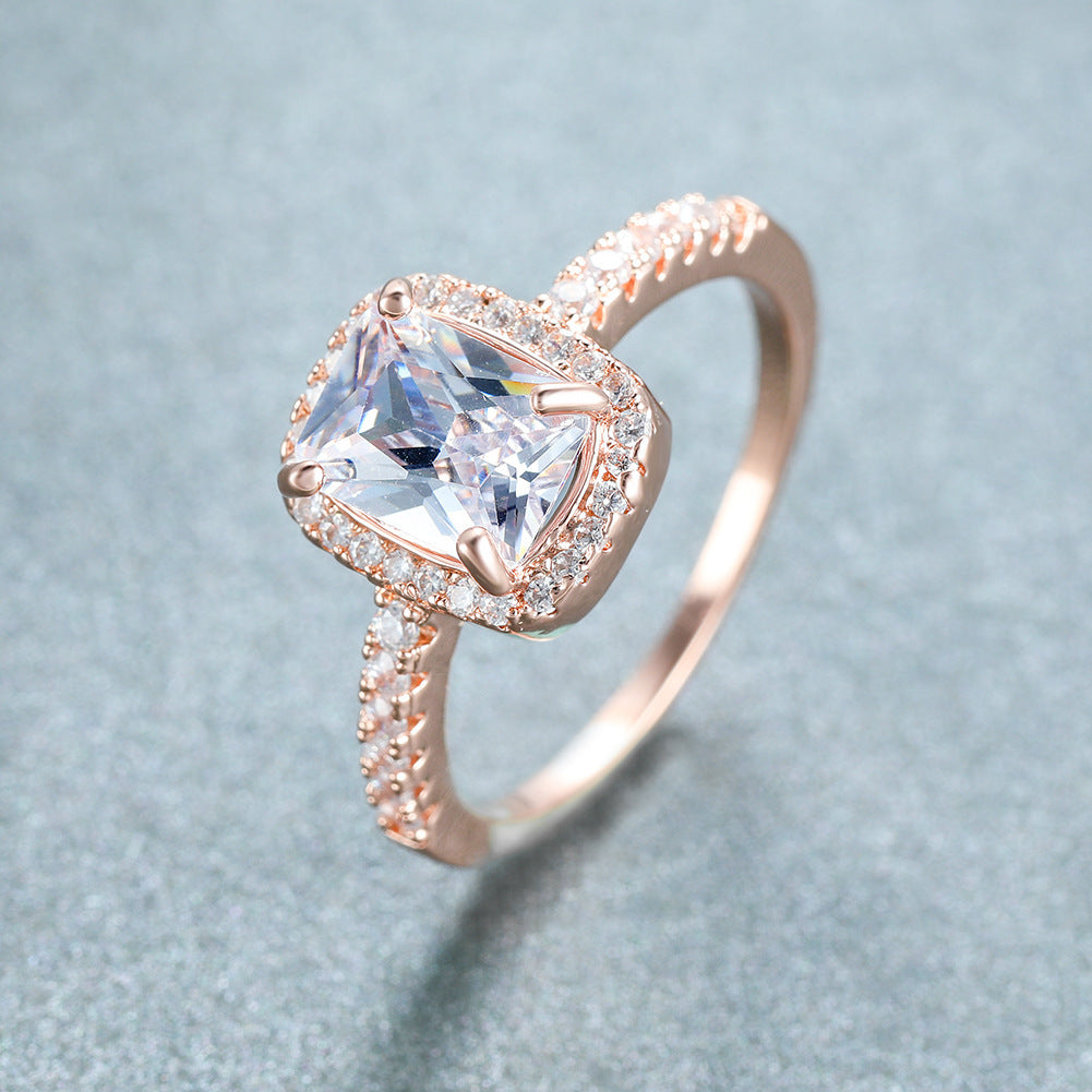 European And American Multi-color Pink Diamond Opal Ring Fashion Inlaid Zircon Simple Brand: aeac