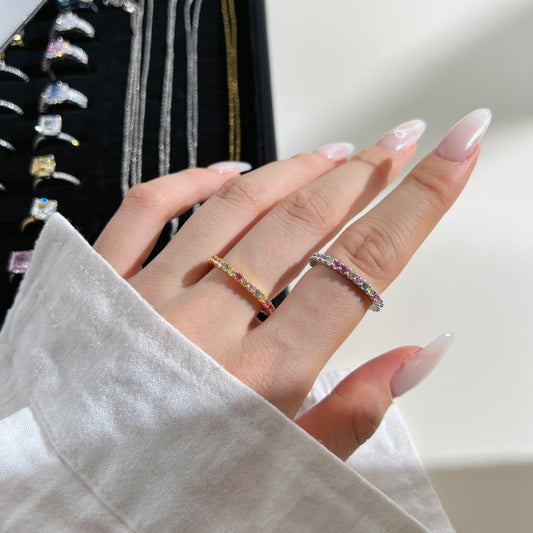 Dopamine 925 Sterling Silver Female Ring High-grade Zircon Inlaid Brand: aeac